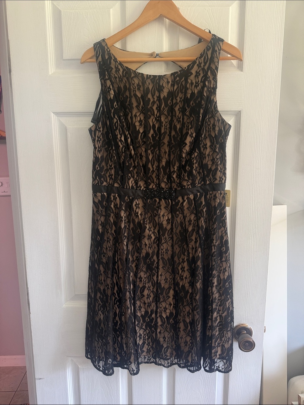 Jessica Black Lace Dress with Beige Lining